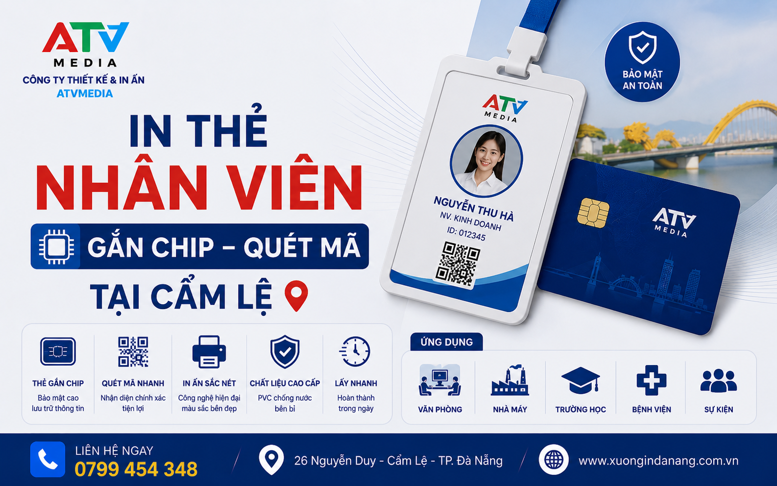 In Thẻ Nhân Viên Gắn Chip Quét Mã Tại Cẩm Lệ
